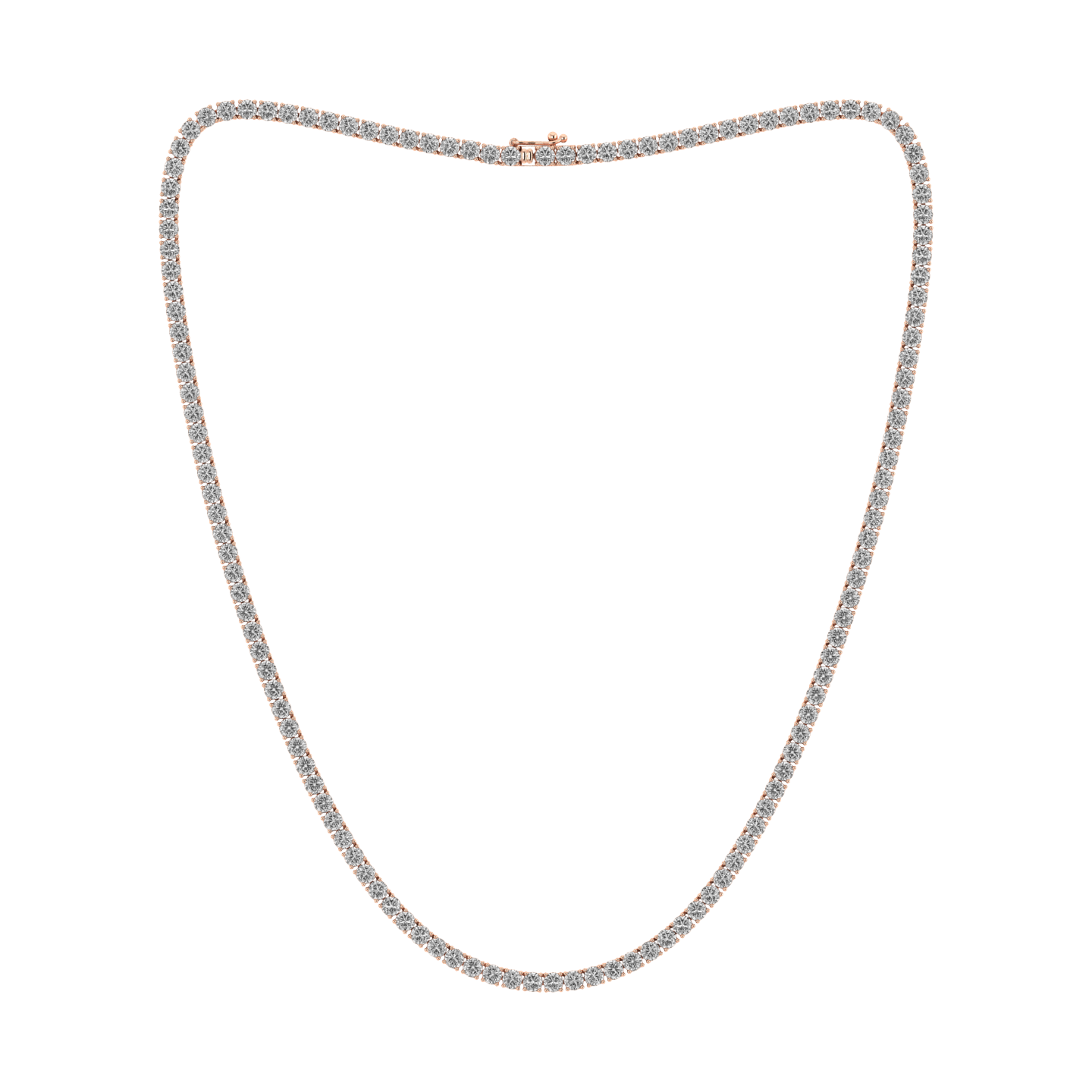 14K Rose 1.8 MM Round Diamond Tennis Necklace-14P
