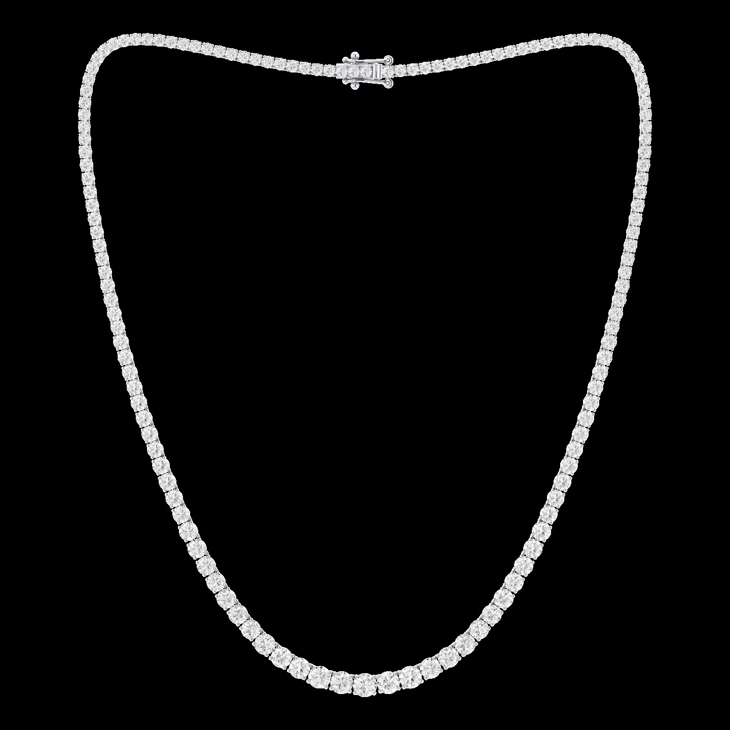 18K White Round Diamond Riviera Necklace-18W