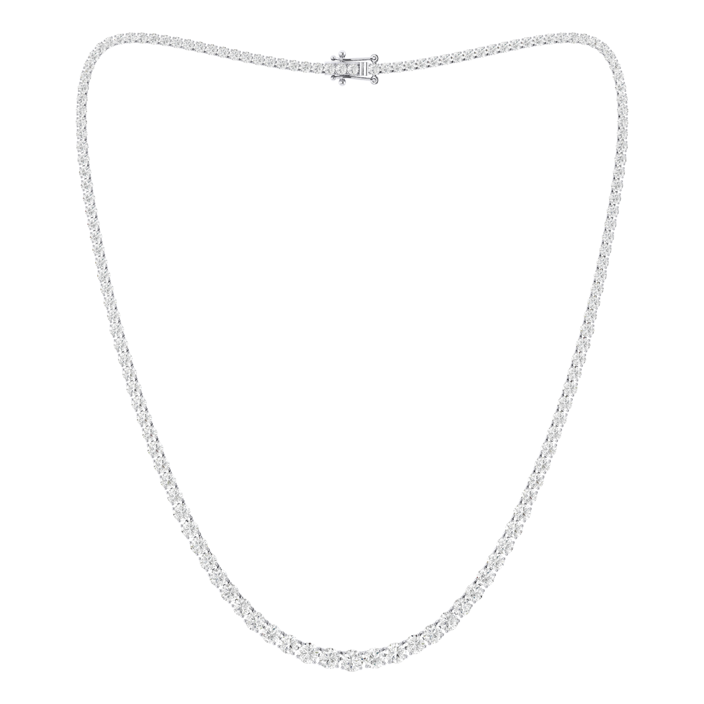 14K White 1.8 MM Round Diamond Tennis Necklace-14W