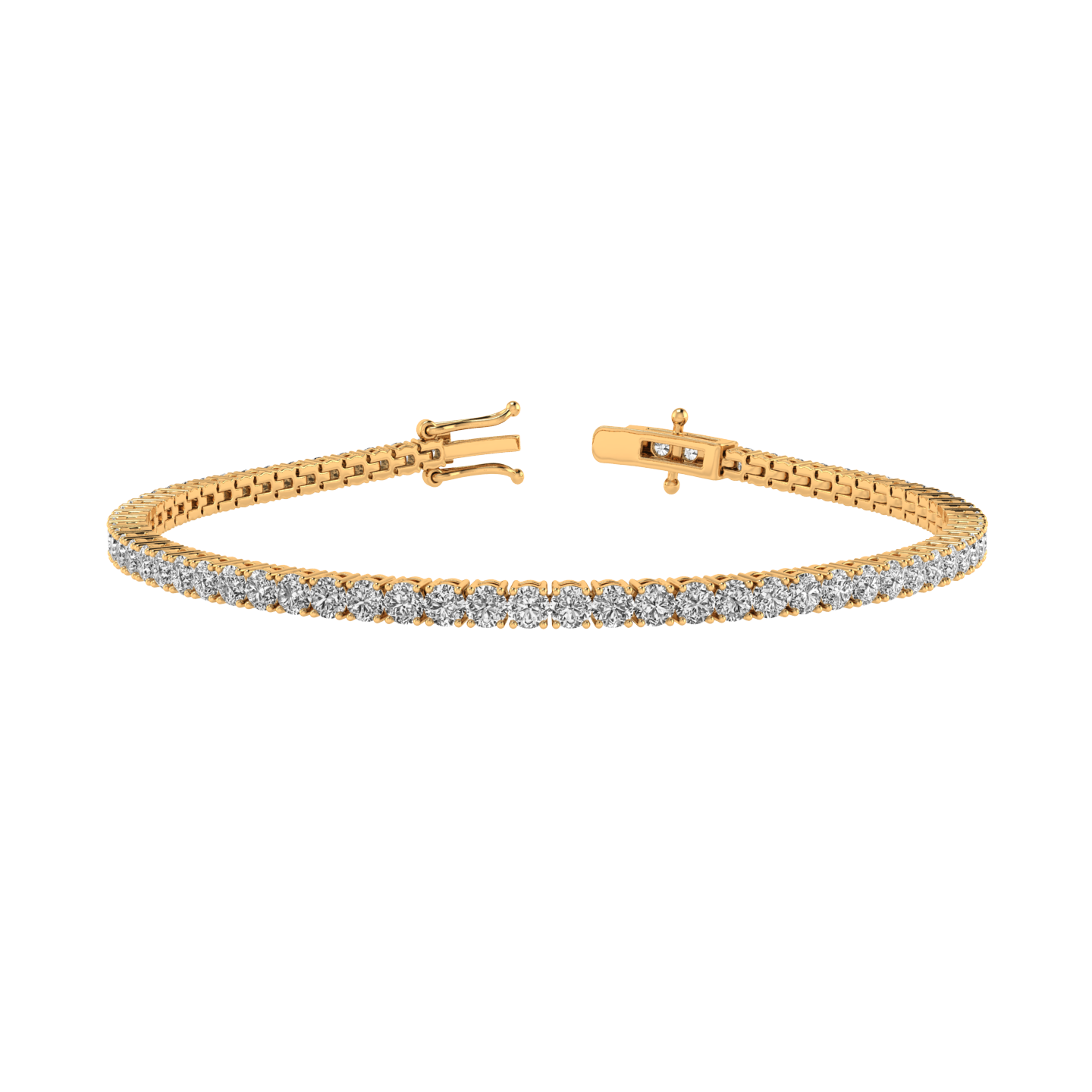 14K Yellow  1.7 MM Round Diamond Tennis Bracelet-14Y