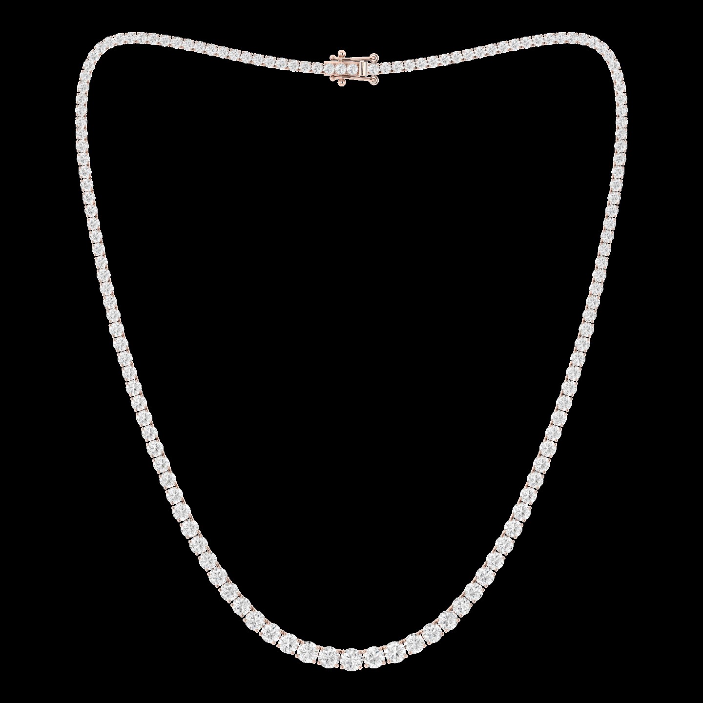 14K Rose Round Diamond Riviera Necklace-14P