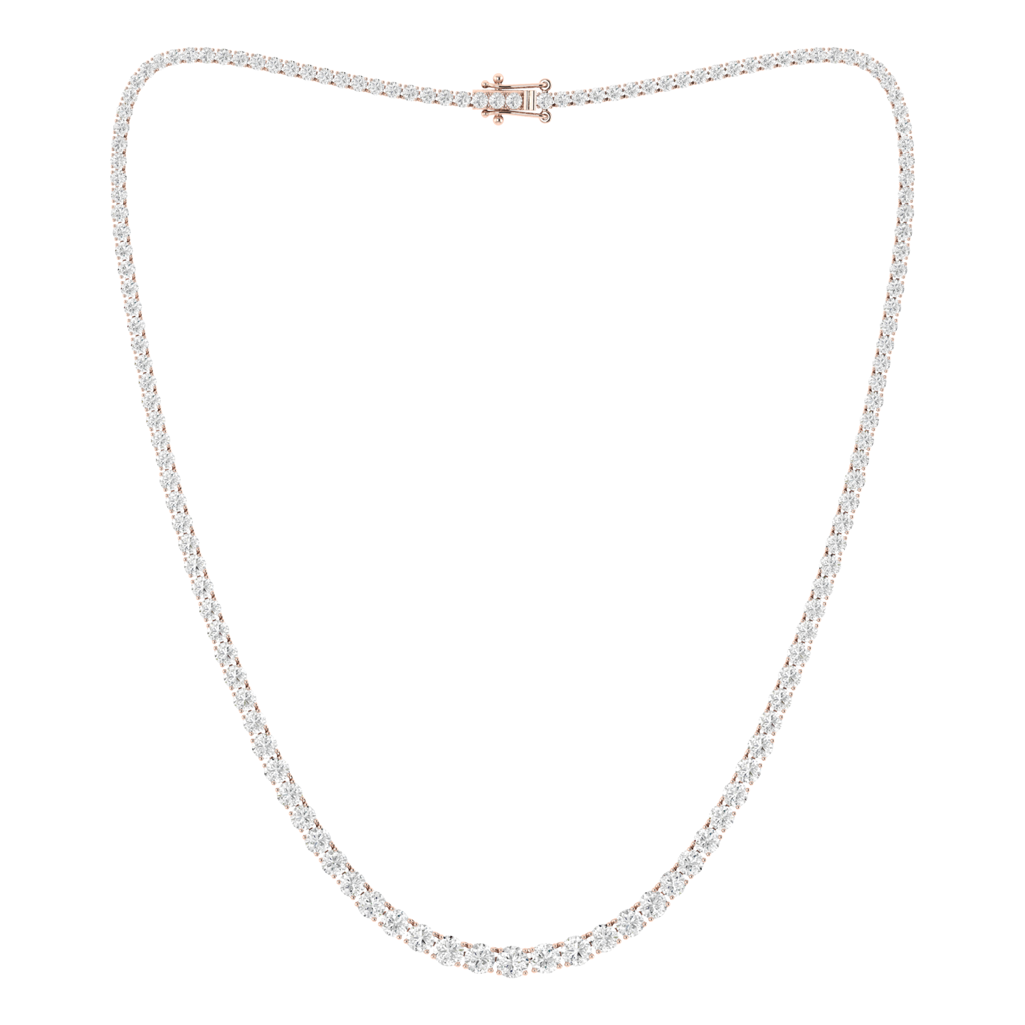 14K Rose 1.8 MM Round Diamond Tennis Necklace-14P